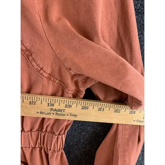 Anthropologie Longline Anorak Parka Cargo Jacket Coat M Rust Hooded Coat - Picture 12 of 16
